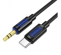 Кабель мультимедійний USB-C to 3.5mm M 1.0m silicone black BOROFONE (6941991114410)
