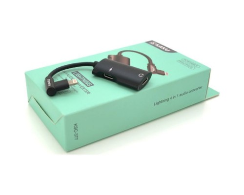 Перехідник Lightning 4-in-1 Audio Adapter Lightning + 3.5mm black iKAKU (KSC-377-B)