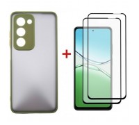 Чохол до мобільного телефона Dengos Oppo A5 4G Case Matte + 2 Glass (Olive Green) (DG-CTG2P-20)