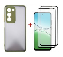 Чохол до мобільного телефона Dengos Oppo A5 4G Case Matte + 2 Glass (Olive Green) (DG-CTG2P-20)
