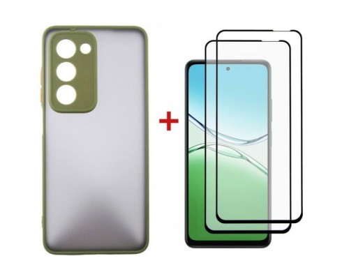 Чохол до мобільного телефона Dengos Oppo A5 4G Case Matte + 2 Glass (Olive Green) (DG-CTG2P-20)