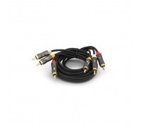 Кабель мультимедійний 3xRCA M to 3xRCA M 1.5m black VEGGIEG (YT-AV301)