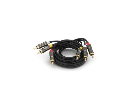 Кабель мультимедійний 3xRCA M to 3xRCA M 1.5m black VEGGIEG (YT-AV301)
