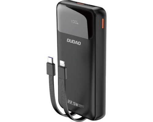 Батарея універсальна Dudao K15Pro 20000mAh PD/22.5W, QC, with built-in cables, Black (6977196682430)