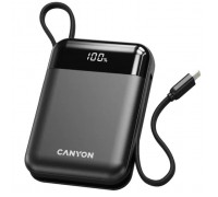 Батарея універсальна Canyon 10000mAh OnPower 104 PD/20W, QC/22.5W built-in cable Black (CNS-CPB104B)