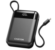Батарея універсальна Canyon 10000mAh OnPower 104 PD/20W, QC/22.5W built-in cable Black (CNS-CPB104B)