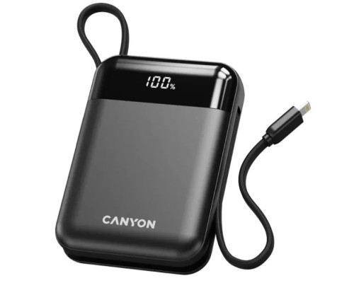 Батарея універсальна Canyon 10000mAh OnPower 104 PD/20W, QC/22.5W built-in cable Black (CNS-CPB104B)
