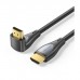 Кабель мультимедійний HDMI M to HDMI M 1.0m 4K60Hz 90° corner black Vention (ALRBF)