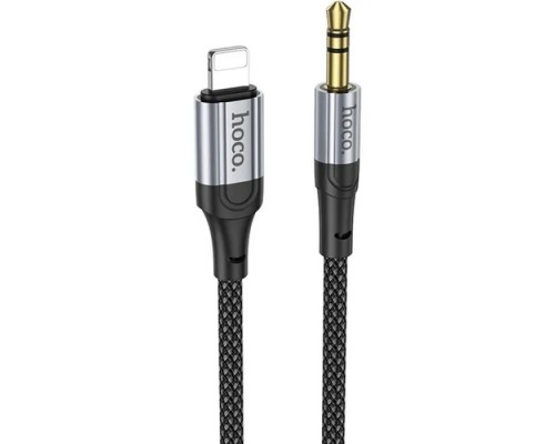 Кабель мультимедійний Lightning to 3.5mm M 1.0m nylon UPA26 black HOCO (6942007608817)