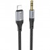 Кабель мультимедійний Lightning to 3.5mm M 1.0m nylon UPA26 black HOCO (6942007608817)