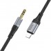 Кабель мультимедійний Lightning to 3.5mm M 1.0m nylon UPA26 black HOCO (6942007608817)