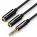 Кабель мультимедійний 3.5mm M to 2x3.5mm F black Ugreen (UGR-30620)