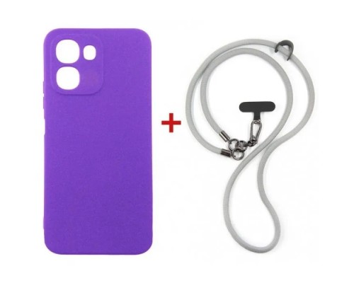 Чохол до мобільного телефона Dengos Case + Cross-body Strap OPPO A6x/A6k 4G Purple+Grey (DG-KM-CCRB-58)