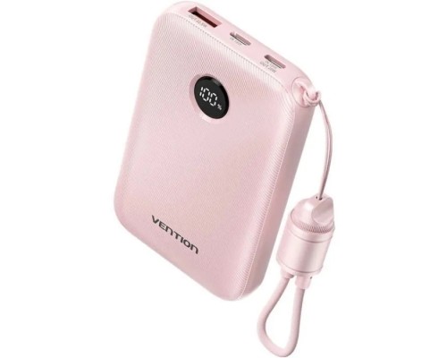 Батарея універсальна Vention 10000mAh, 22.5W, PD, QC, Pink (FKAP0-C)