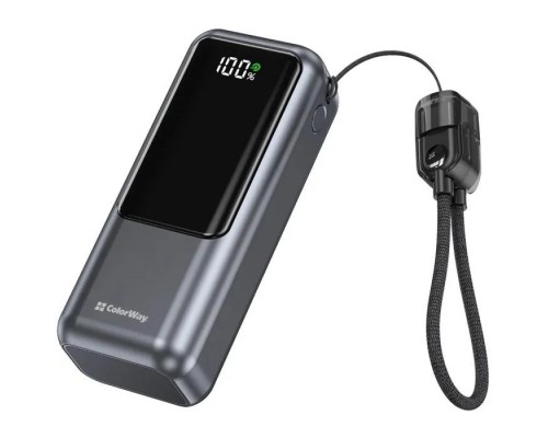 Батарея універсальна ColorWay 10 000 mAh Urban PD/22.5W, QC/4.0, Gray (CW-PB100LP03GR)