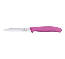 Кухонний ніж Victorinox SwissClassic для нарезки 10 см, волнистое лезвие, розовый (6.7736.L5)