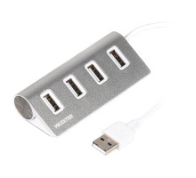 Концентратор Maxxter USB 2.0 Type-A 4 ports silver (HU2A-4P-01)