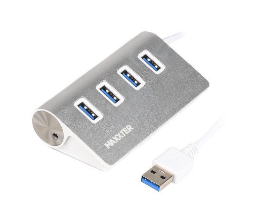 Концентратор Maxxter USB 3.0 Type-A 4 ports silver (HU3A-4P-01)