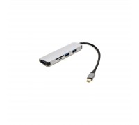 Концентратор USB Type-C to 3*USB 3.0 Ports + TF/SD Card Reader PowerPlant (CA912100)