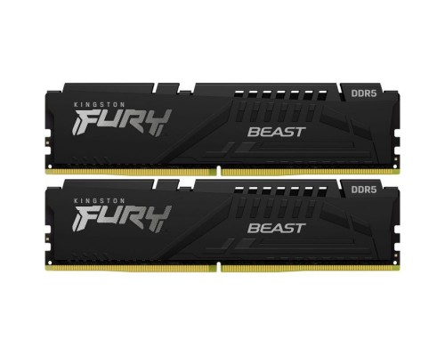 Модуль пам'яті для комп'ютера DDR5 64GB (2x32GB) 5600 MHz FURY Beast Black Kingston Fury (ex.HyperX) (KF556C40BBK2-64)