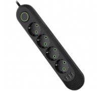 Мережевий фільтр живлення Voltronic F04U, 4роз EU, 3*USB Black (F04U-Black)