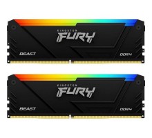 Модуль пам'яті для комп'ютера DDR4 64GB (2x32GB) 3200 MHz Beast RGB Black Kingston Fury (ex.HyperX) (KF432C16BB2AK2/64)