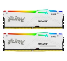 Модуль пам'яті для комп'ютера DDR5 64GB (2x32GB) 5600 MHz FURY Beast White RGB Kingston Fury (ex.HyperX) (KF556C40BWAK2-64)