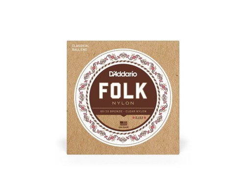 Струни для гітари D'Addario Folk Nylon 80/20 Bronze Ball End Clear Treble (EJ33)