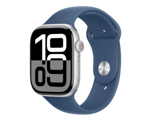 Смарт-годинник Apple Watch Series 10 GPS 46mm Silver Aluminium Case with Denim Sport Band - S/M (MWWL3QH/A)