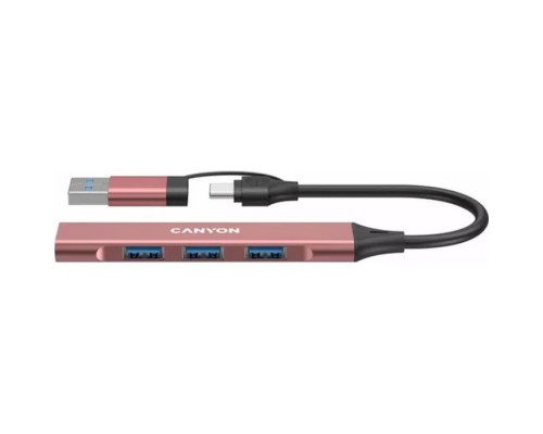 Концентратор Canyon hub DS-02 4in1 USB-A/C Pink (CNS-TDS02P)