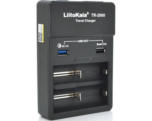 Зарядний пристрій для акумуляторів Liitokala 2 Slots, USB1/QC/3.0, USB2/2.4A, NiMHC(R14)/SC/AA/AAA/17670, Li-ion10440...26650 (Lii-TR2000)