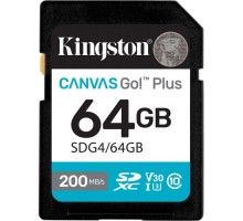 Карта пам'яті Kingston 64GB SDXC сlass 10 UHS-I U3 V30 Canvas Go Plus G4 (SDG4/64GB)