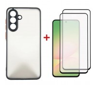 Чохол до мобільного телефона Dengos Kit Samsung Galaxy A56 Matte + 2 pcs glass (Black) (DG-CTG2P-05)