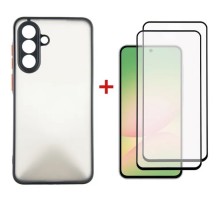 Чохол до мобільного телефона Dengos Kit Samsung Galaxy A56 Matte + 2 pcs glass (Black) (DG-CTG2P-05)