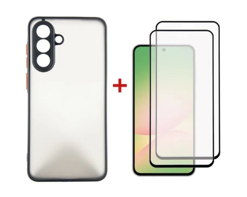 Чохол до мобільного телефона Dengos Kit Samsung Galaxy A56 Matte + 2 pcs glass (Black) (DG-CTG2P-05)