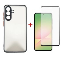 Чохол до мобільного телефона Dengos Kit Samsung Galaxy A56 Matte + glass (Black) (DG-KM-141)