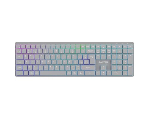 Клавіатура Canyon HKB-W11 Slim Dual Mode Wireless/Bluetooth RGB UA Grey (CNS-HBTK11G)