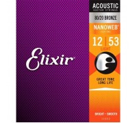 Струни для гітари Elixir 11052 Nanoweb 80/20 Bronze Acoustic Light (12-53) (236030)