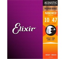 Струни для гітари Elixir 16002 Nanoweb Phosphor Bronze Acoustic Extra Light (10-47) (240661)