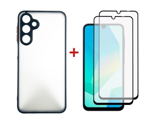 Чохол до мобільного телефона Dengos Samsung Galaxy A16 Matte + glass 2pcs (Black) (DG-CTG2P-04)
