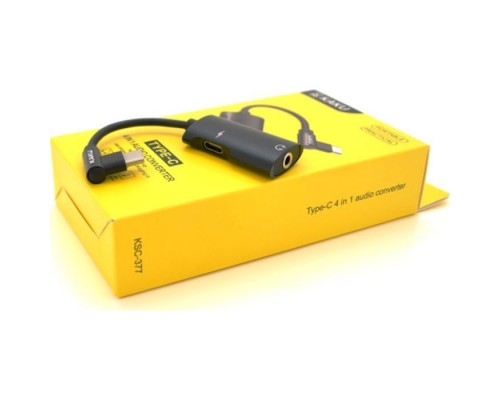 Перехідник USB-C 4-in-1 Audio Adapter USB-C + 3.5mm black iKAKU (KSC-377-TC)