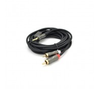 Кабель мультимедійний 3.5mm M to 2xRCA M 3.0m black VEGGIEG (YT-AR2-3)