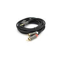 Кабель мультимедійний 3.5mm M to 2xRCA M 3.0m black VEGGIEG (YT-AR2-3)