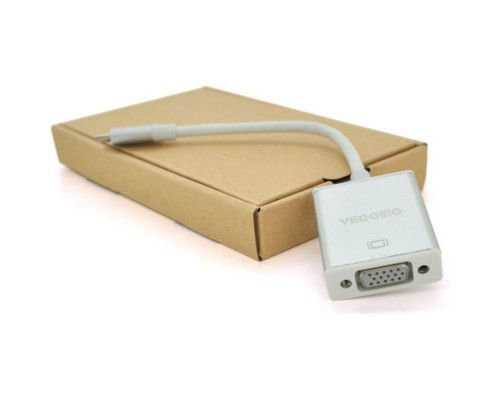 Перехідник USB-C M to VGA F 0.1m silver VEGGIEG (TV-S/W/01018)