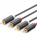 Кабель мультимедійний 2xRCA M to 2xRCA M 1.5m AV104 black Ugreen (10517)