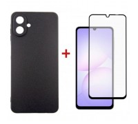 Чохол до мобільного телефона Dengos Carbon Kit for Samsung Galaxy A07 case + glass Black (DG-KM-162)