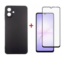 Чохол до мобільного телефона Dengos Carbon Kit for Samsung Galaxy A07 case + glass Black (DG-KM-162)