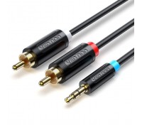 Кабель мультимедійний 3.5mm M to 2xRCA M 2.0m black Vention (BCLBH)