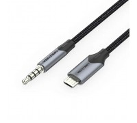 Кабель мультимедійний Micro 5P M to 3.5mm M 1.0m (4pin) black Vention (BDGBF)