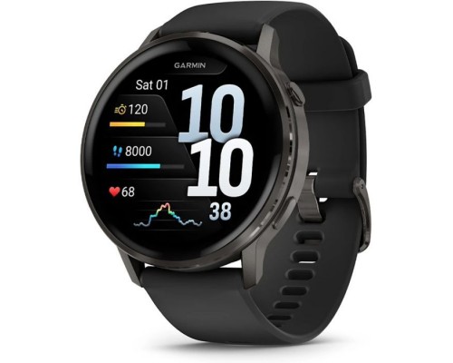 Смарт-годинник Garmin Venu 4 (45mm), Black w/ Slate + Black, GPS смарт-годинник (010-03014-00)